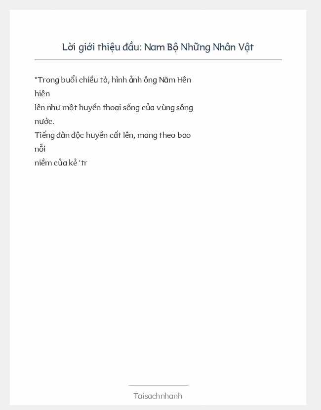 Trích đoạn Nam Bộ Những Nhân Vật