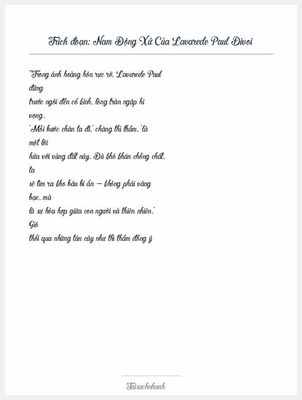 Trích đoạn Nam Động Xứ Của Lavarede Paul Divoi