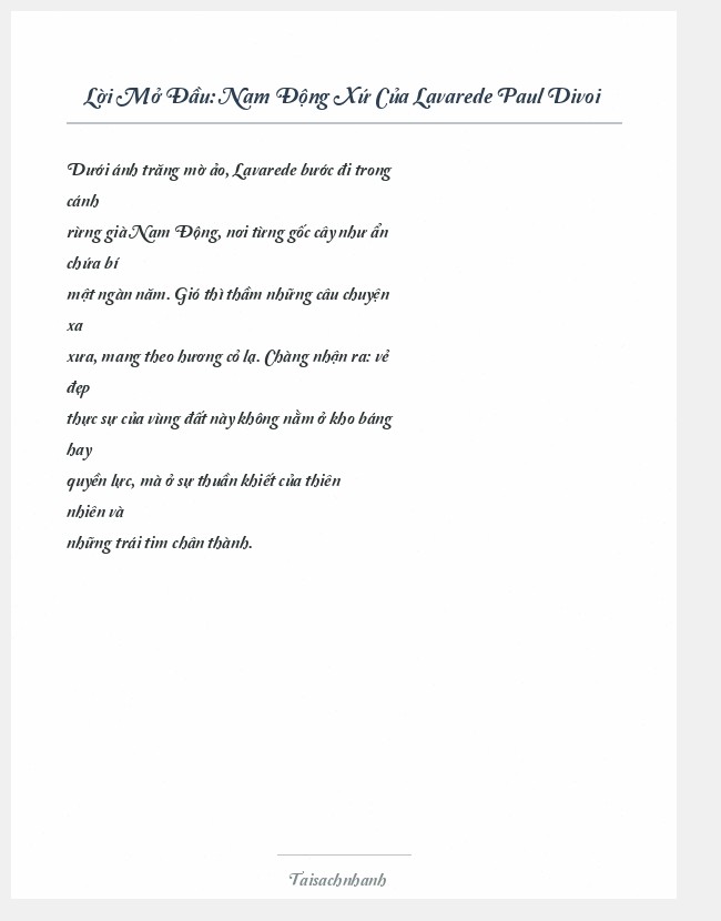 Trích đoạn Nam Động Xứ Của Lavarede Paul Divoi
