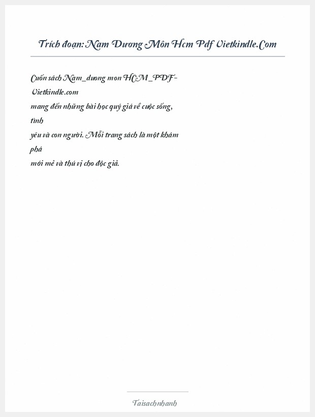 Trích đoạn Nam Dương Môn Hcm Pdf Vietkindle.Com