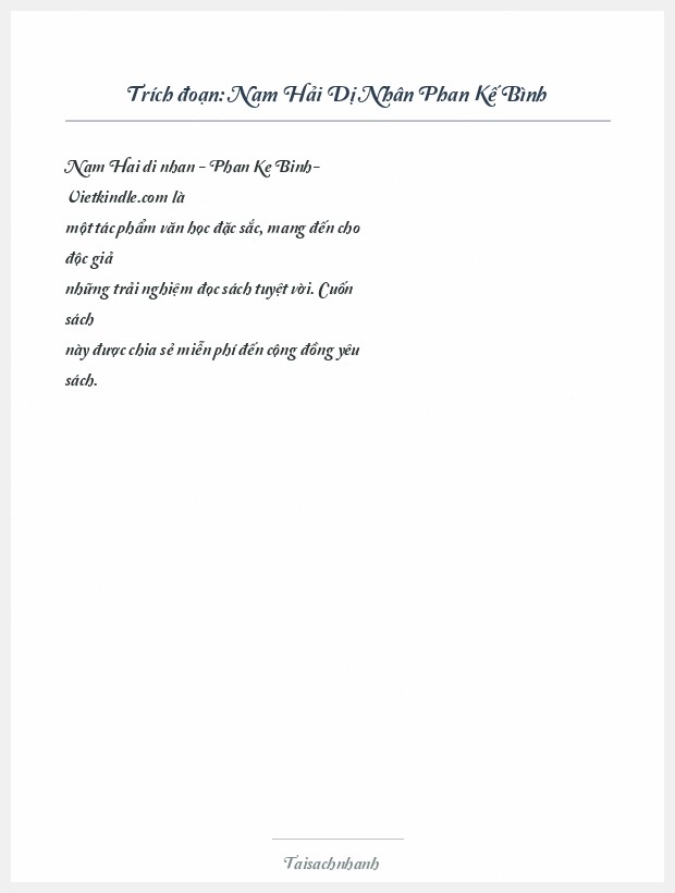 Trích đoạn Nam Hải Dị Nhân Phan Kế Bình