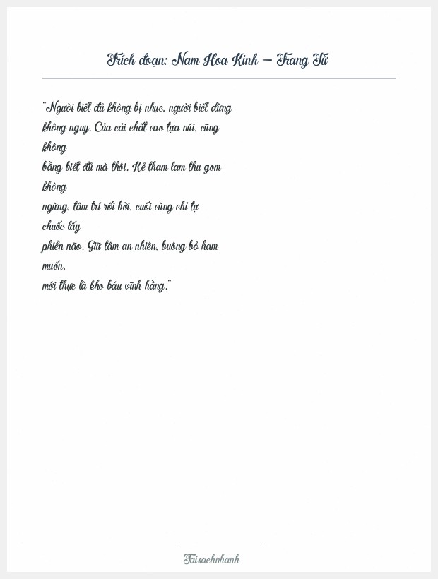 Trích đoạn Nam Hoa Kinh - Trang Tử