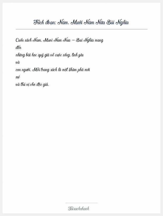 Trích đoạn Năm, Mười Năm Nữa Bùi Nghĩa