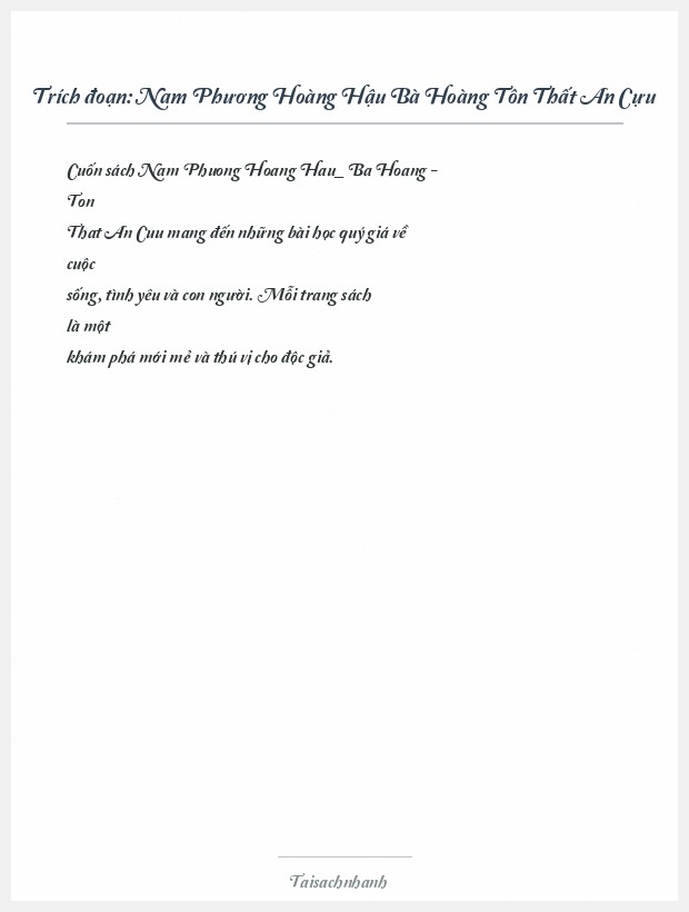 Trích đoạn Nam Phương Hoàng Hậu Bà Hoàng Tôn Thất An Cựu