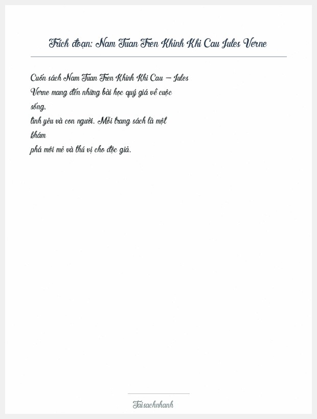 Trích đoạn Nam Tuan Tren Khinh Khi Cau Jules Verne