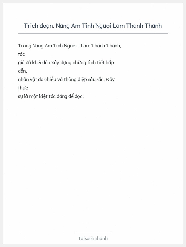 Trích đoạn Nang Am Tinh Nguoi Lam Thanh Thanh