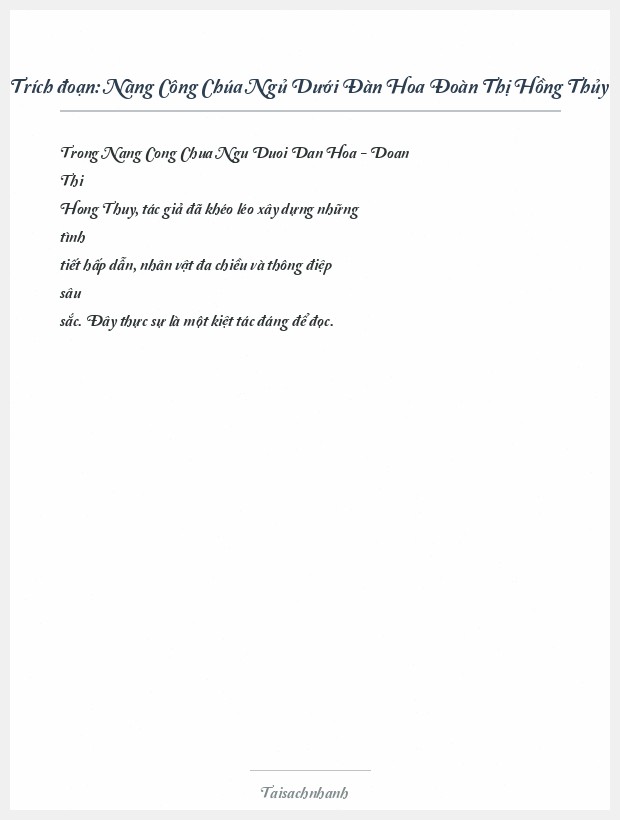 Trích đoạn Nàng Công Chúa Ngủ Dưới Đàn Hoa Đoàn Thị Hồng Thủy
