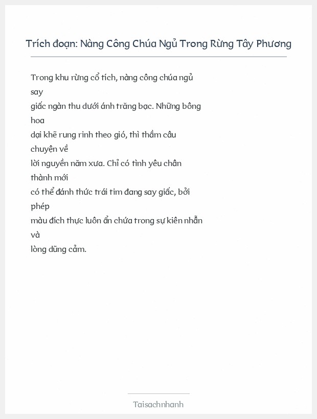 Trích đoạn Nàng Công Chúa Ngủ Trong Rừng Tây Phương