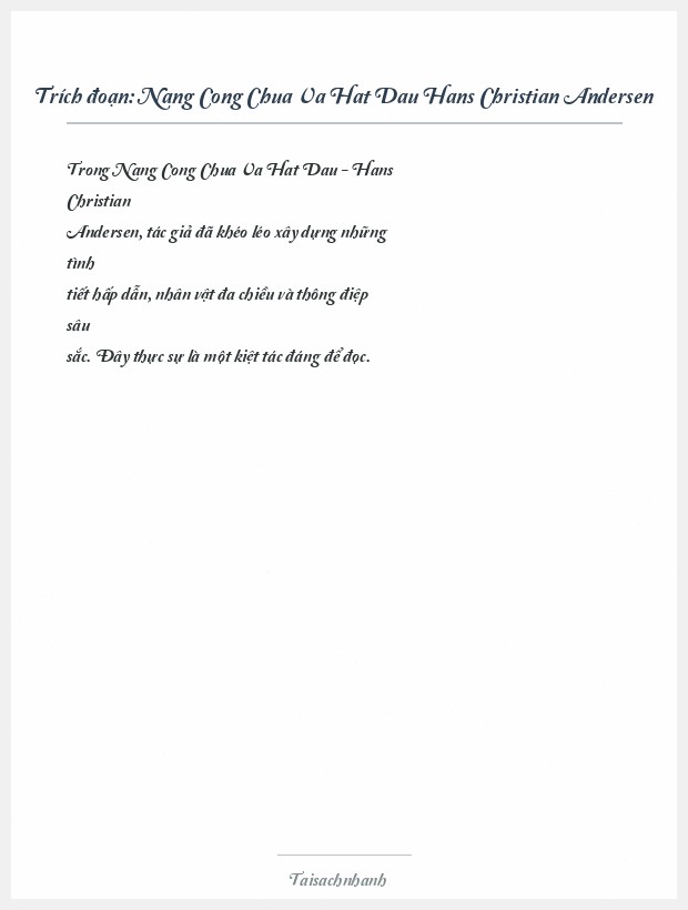 Trích đoạn Nang Cong Chua Va Hat Dau Hans Christian Andersen