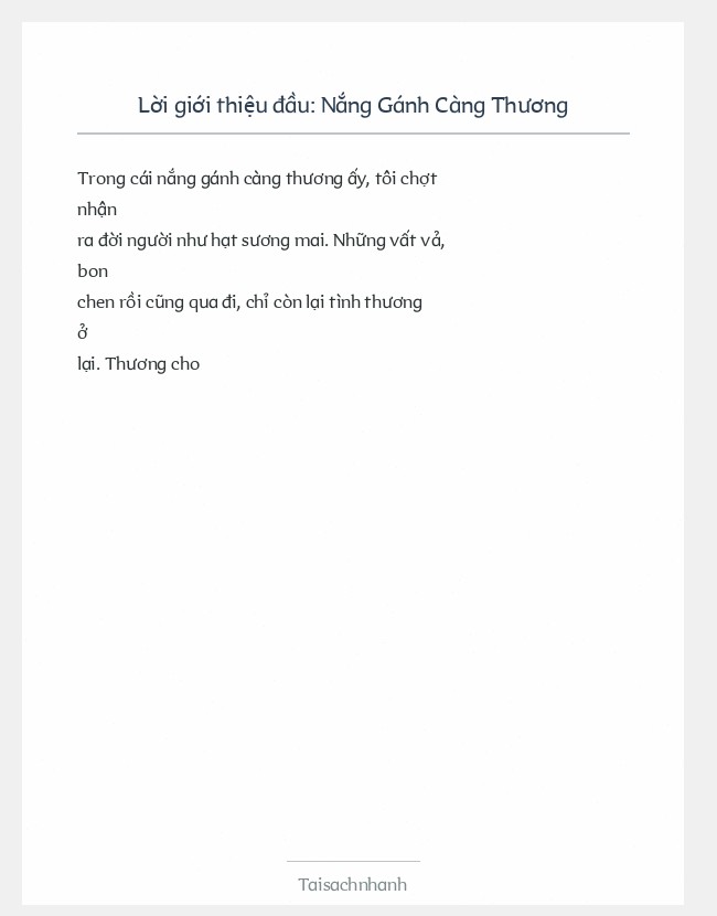 Trích đoạn Nắng Gánh Càng Thương