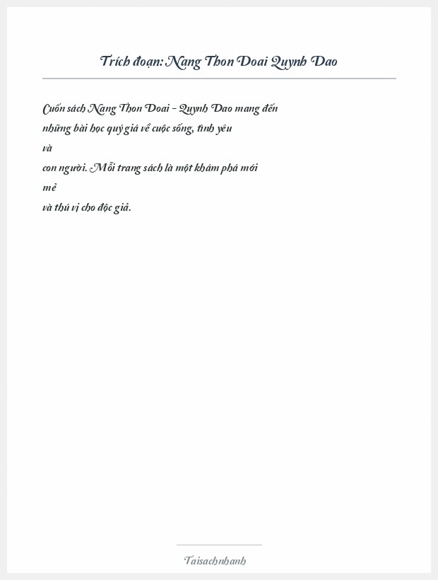 Trích đoạn Nang Thon Doai Quynh Dao