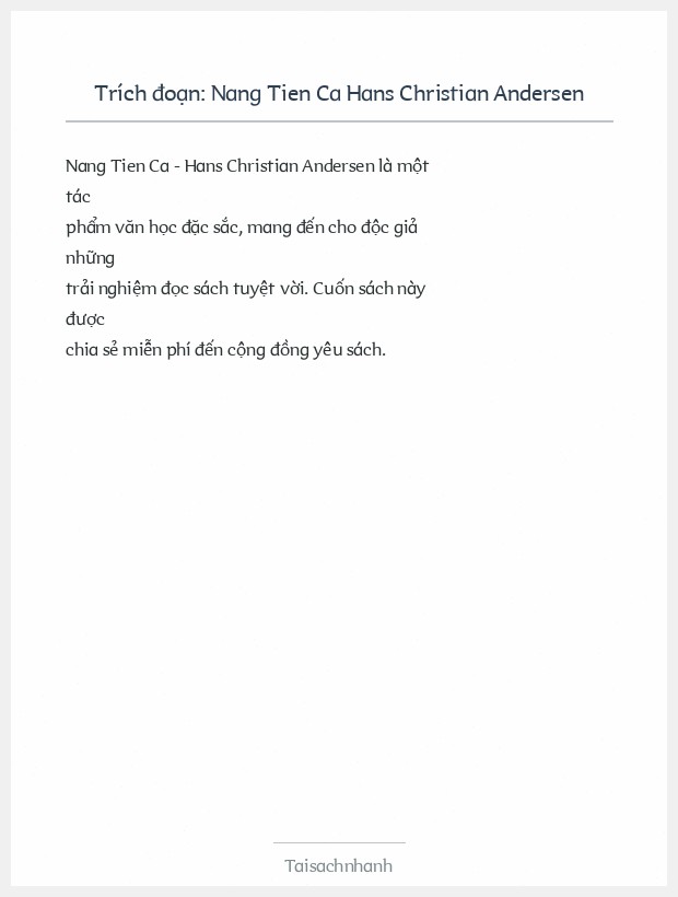 Trích đoạn Nang Tien Ca Hans Christian Andersen