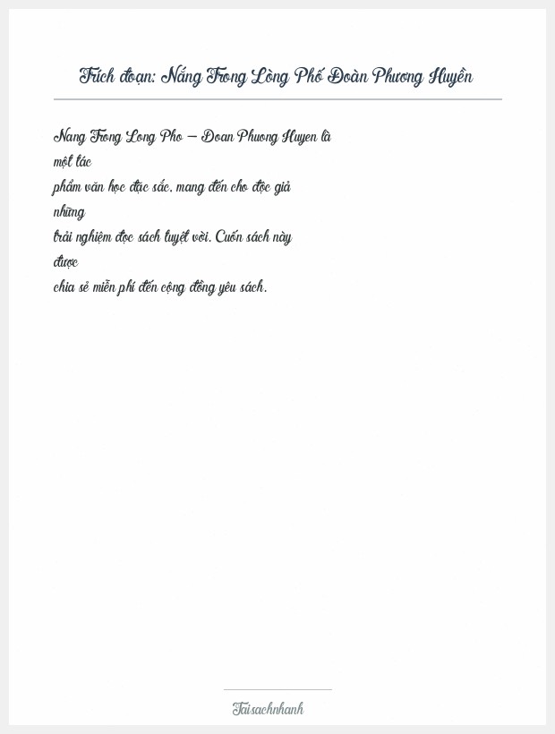 Trích đoạn Nắng Trong Lòng Phố Đoàn Phương Huyền