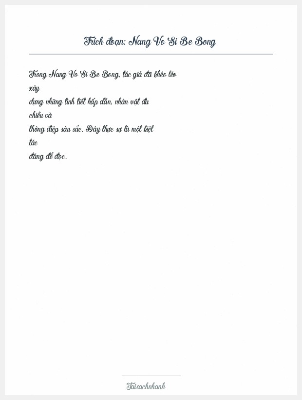 Trích đoạn Nang Vo Si Be Bong