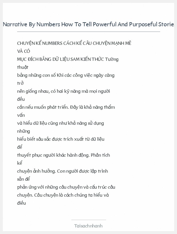 Trích đoạn Narrative By Numbers How To Tell Powerful And Purposeful Stories With Data