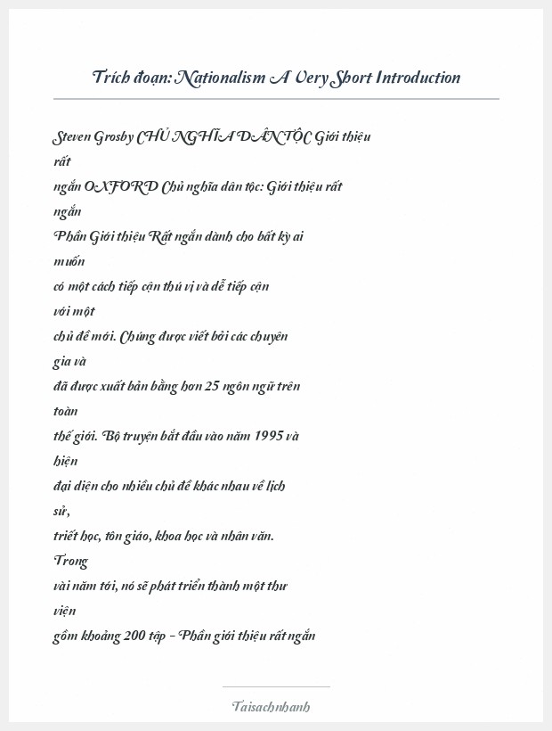 Trích đoạn Nationalism A Very Short Introduction