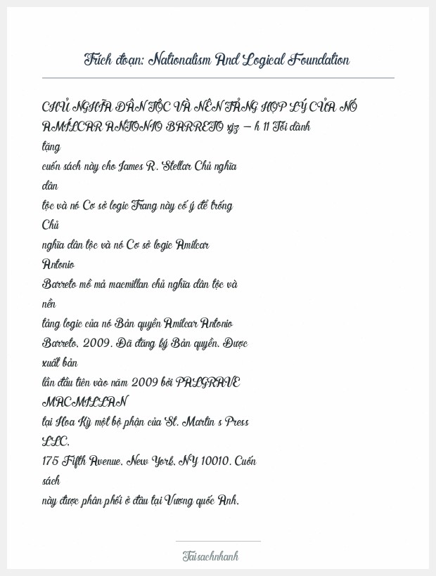 Trích đoạn Nationalism And Logical Foundation