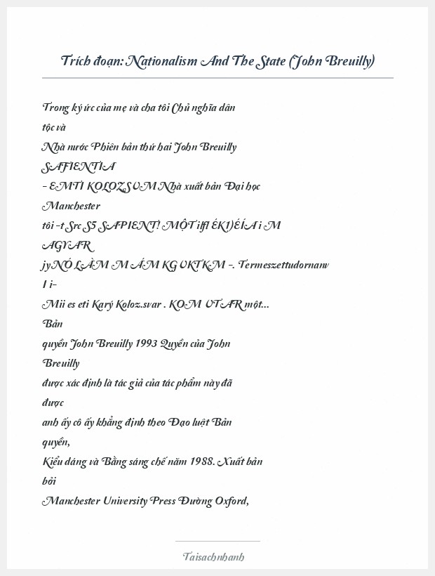 Trích đoạn Nationalism And The State (John Breuilly)