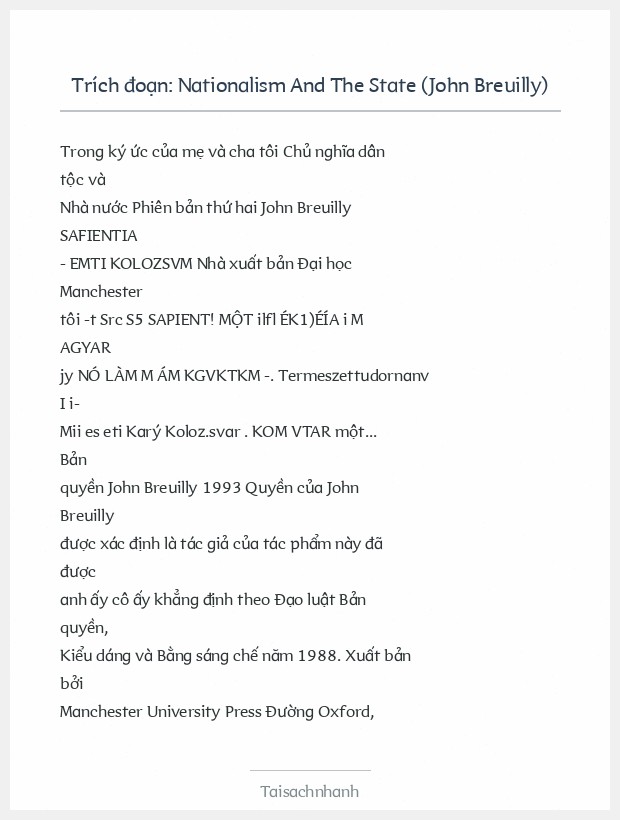 Trích đoạn Nationalism And The State (John Breuilly)