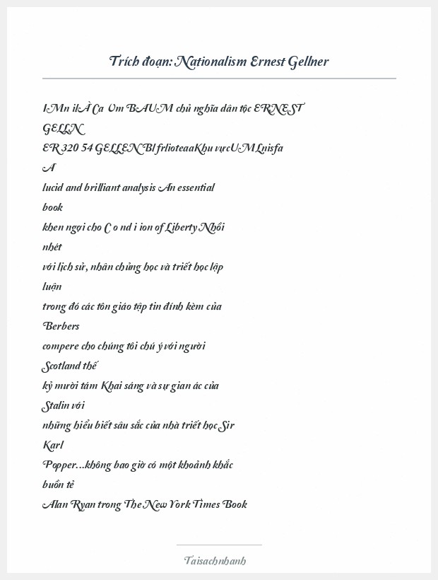 Trích đoạn Nationalism Ernest Gellner