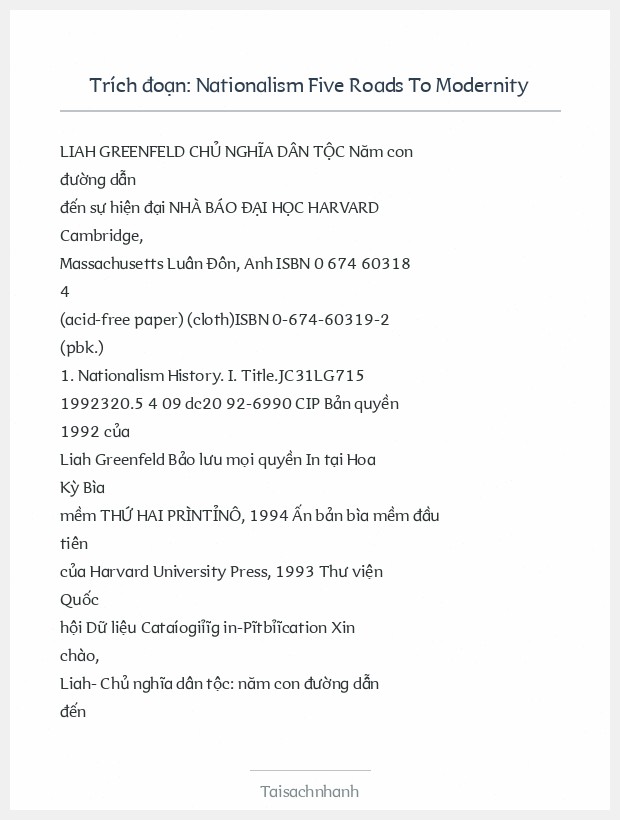 Trích đoạn Nationalism Five Roads To Modernity