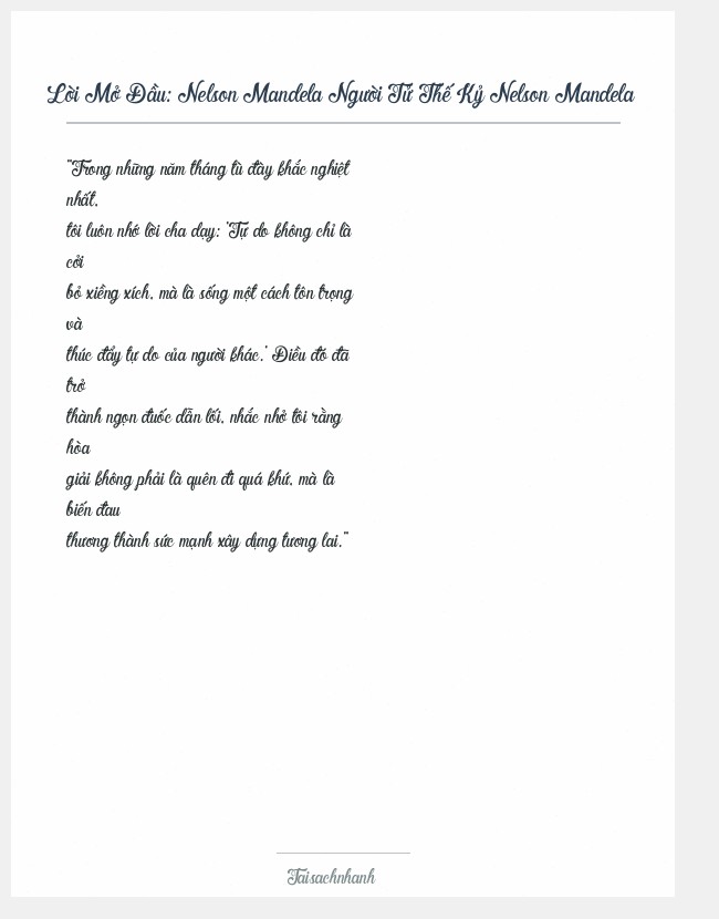 Trích đoạn Nelson Mandela Người Tử Thế Kỷ Nelson Mandela