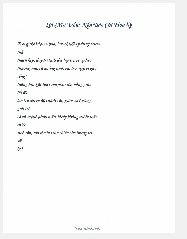 Trích đoạn Nền Báo Chí Hoa Kỳ