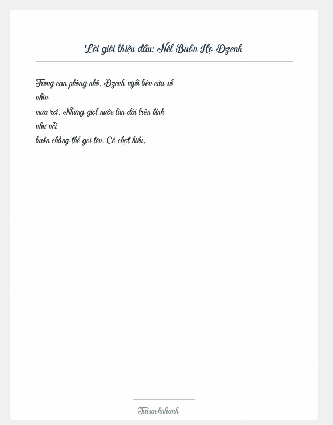 Trích đoạn Nét Buồn Họ Dzenh