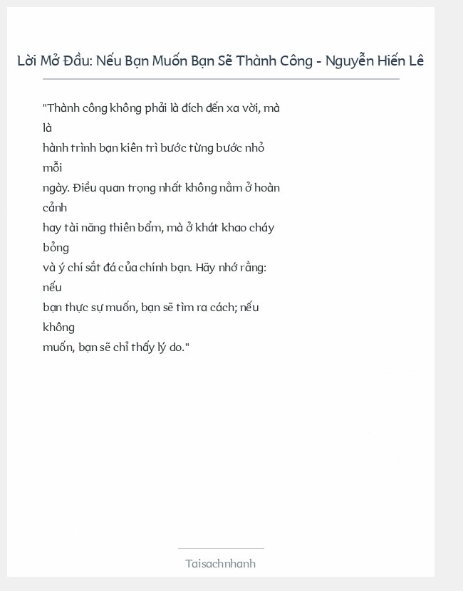 Trích đoạn Nếu Bạn Muốn Bạn Sẽ Thành Công - Nguyễn Hiến Lê
