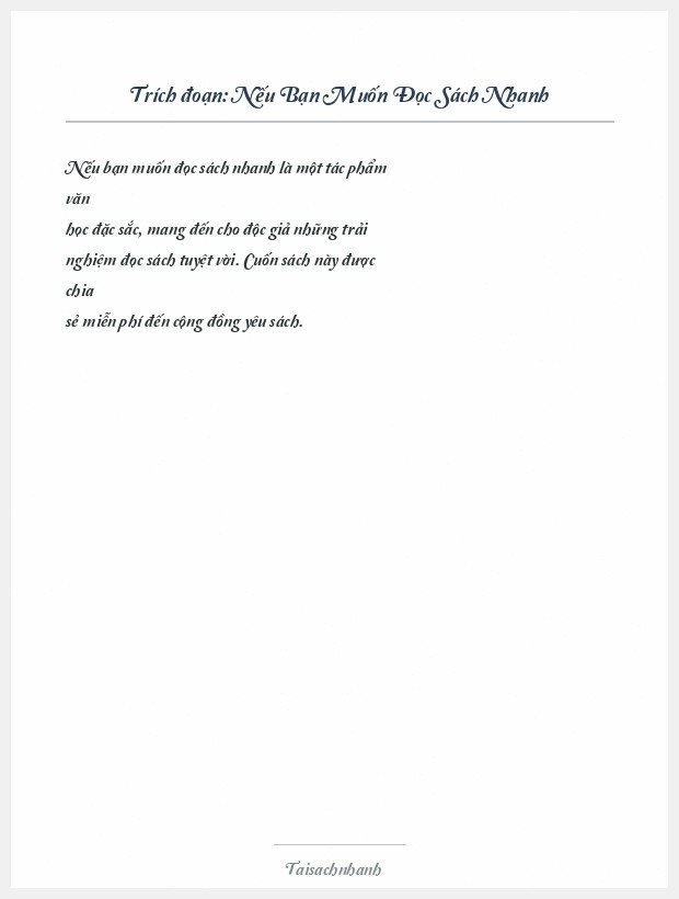 Trích đoạn Nếu Bạn Muốn Đọc Sách Nhanh