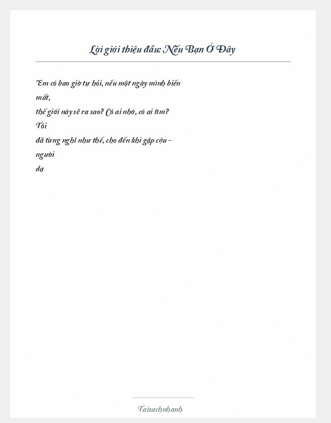 Trích đoạn Nếu Bạn Ở Đây