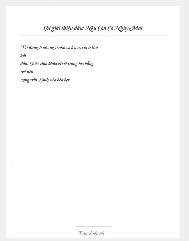 Trích đoạn Nếu Còn Có Ngày Mai