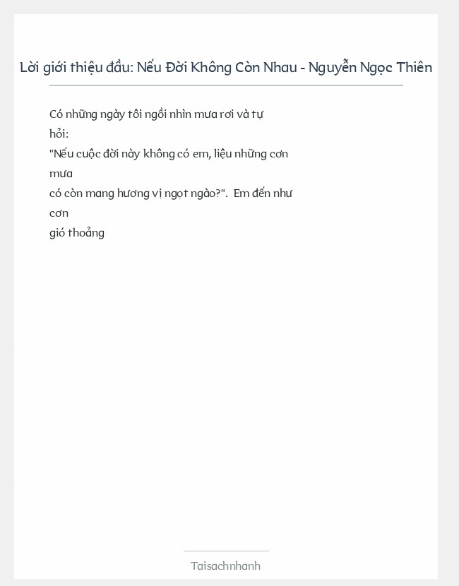 Trích đoạn Nếu Đời Không Còn Nhau - Nguyễn Ngọc Thiên