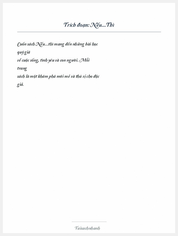 Trích đoạn Nếu...Thì