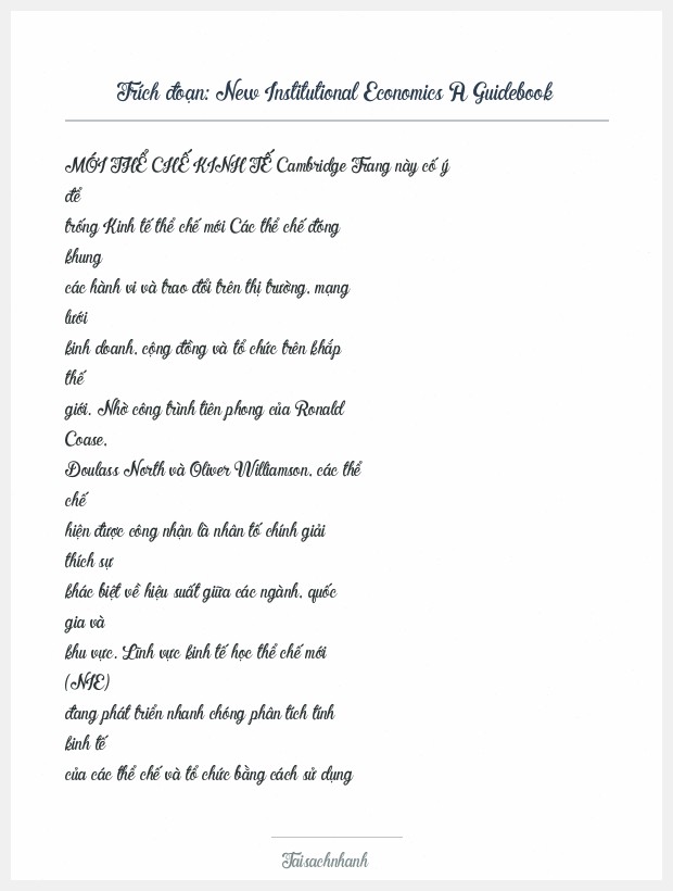 Trích đoạn New Institutional Economics A Guidebook