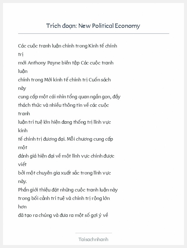 Trích đoạn New Political Economy