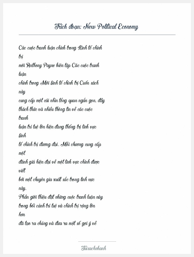 Trích đoạn New Political Economy