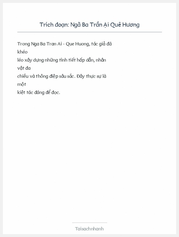 Trích đoạn Ngã Ba Trần Ại Quê Hương