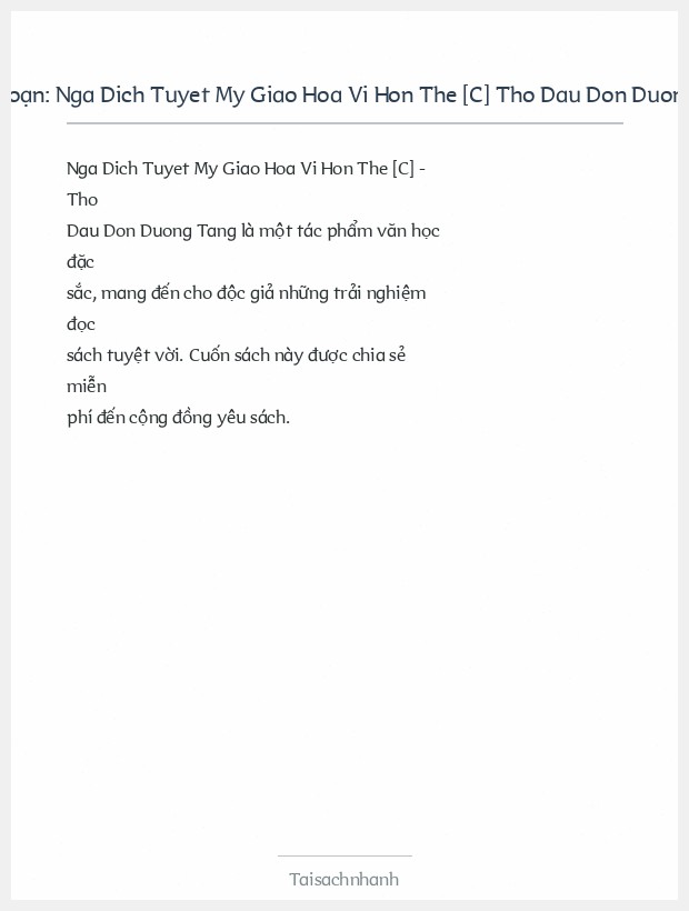 Trích đoạn Nga Dich Tuyet My Giao Hoa Vi Hon The [C] Tho Dau Don Duong Tang