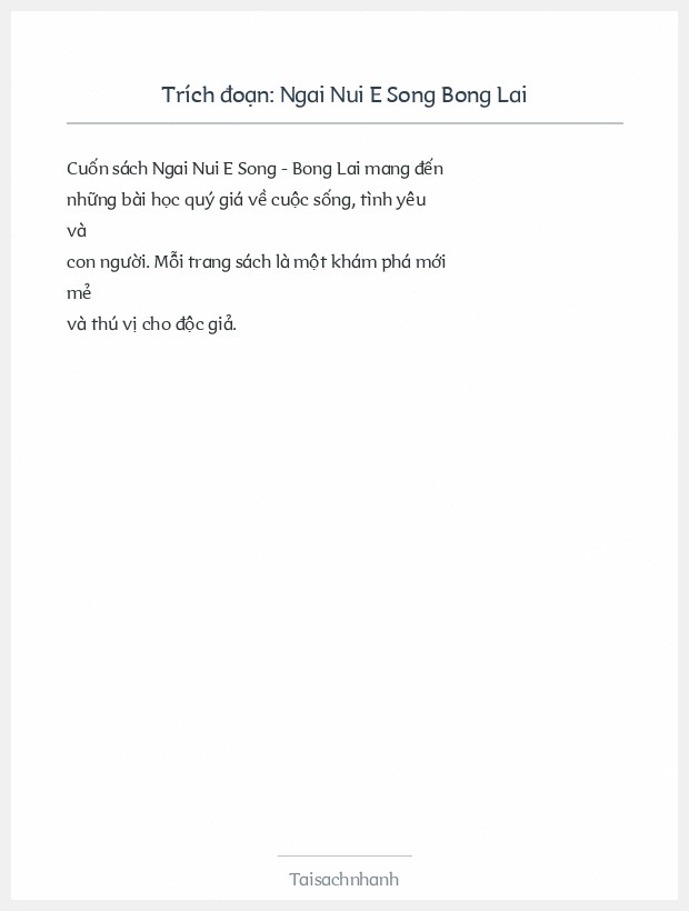 Trích đoạn Ngai Nui E Song Bong Lai