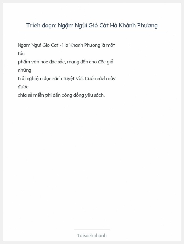 Trích đoạn Ngậm Ngùi Gió Cát Hà Khánh Phương