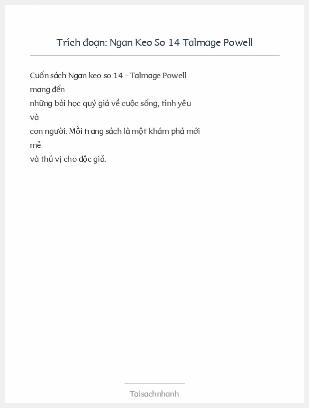 Trích đoạn Ngan Keo So 14 Talmage Powell