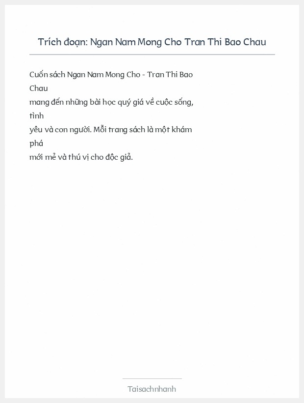 Trích đoạn Ngan Nam Mong Cho Tran Thi Bao Chau