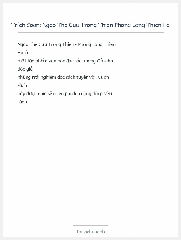 Trích đoạn Ngao The Cuu Trong Thien Phong Lang Thien Ha