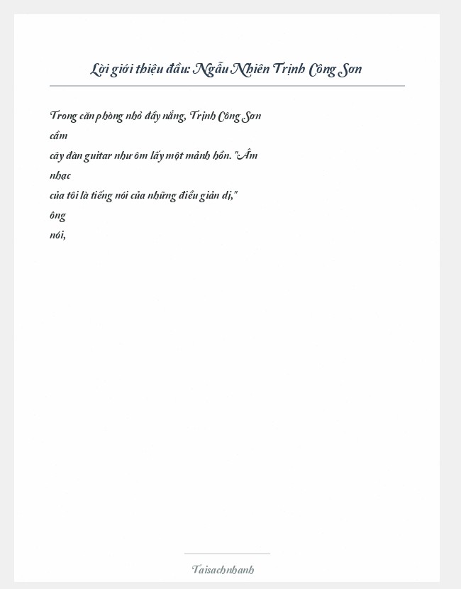 Trích đoạn Ngẫu Nhiên Trịnh Công Sơn