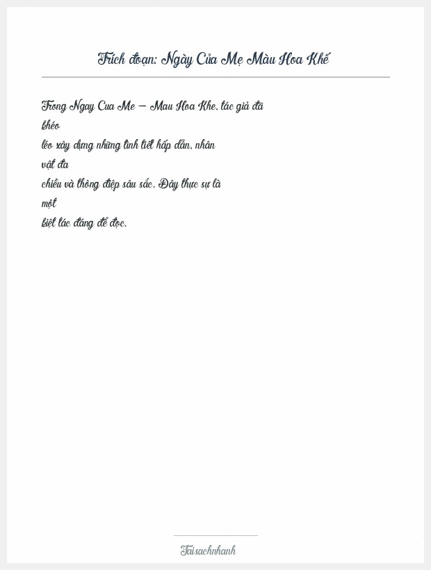 Trích đoạn Ngày Của Mẹ Màu Hoa Khế