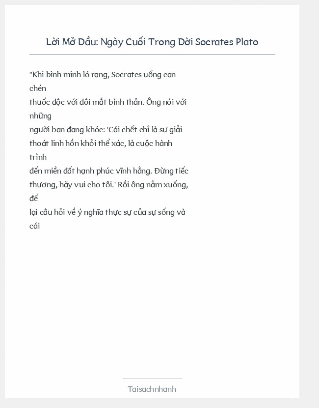 Trích đoạn Ngày Cuối Trong Đời Socrates Plato