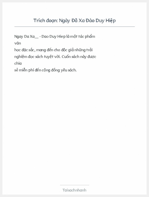 Trích đoạn Ngày Đã Xa Đào Duy Hiệp