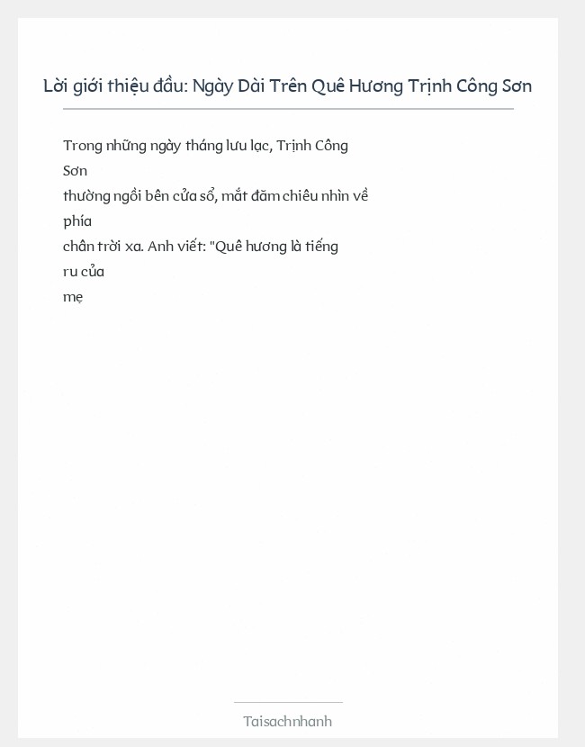 Trích đoạn Ngày Dài Trên Quê Hương Trịnh Công Sơn