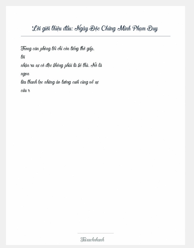 Trích đoạn Ngày Độc Chứng Minh Phạm Duy